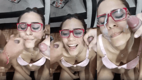 Nerdy glasses while getting spoiled in threesome sex cumshot leaked sextape onlyfans leaked viral video mms sex